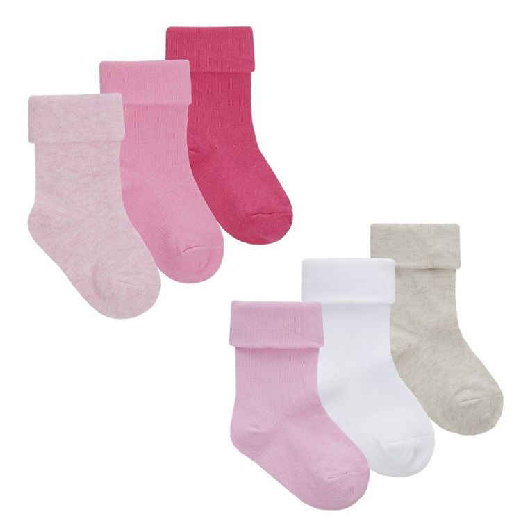 Picture of 44B962: BABY GIRLS 3 PACK PLAIN ASSORTED TURN OVER SOCKS